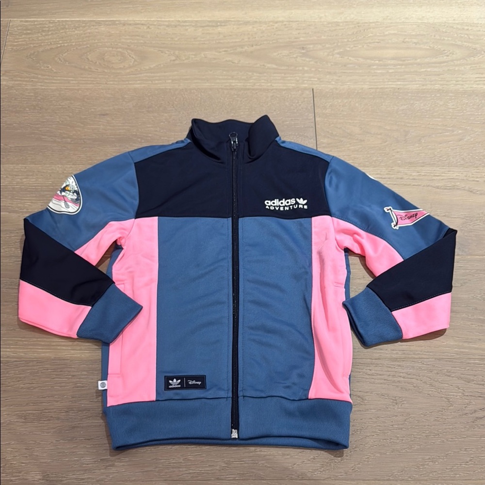 Adidas Blue and Pink Rashguard Swim Top with High Collar